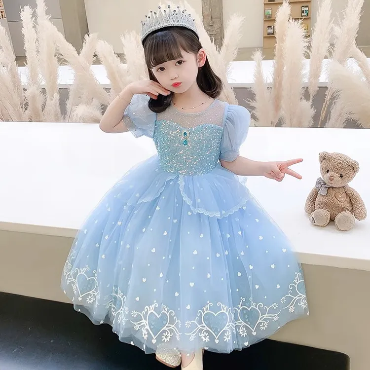 2024新款女童宝宝夏季高级感洋气爱莎3-6岁女童公主连衣裙礼服爆