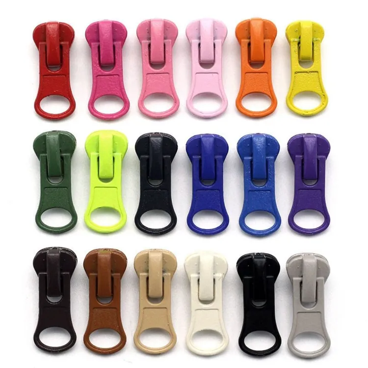 5号树脂拉头彩色半圆片校服衣服外套通用金属拉链头拉锁配件辅料