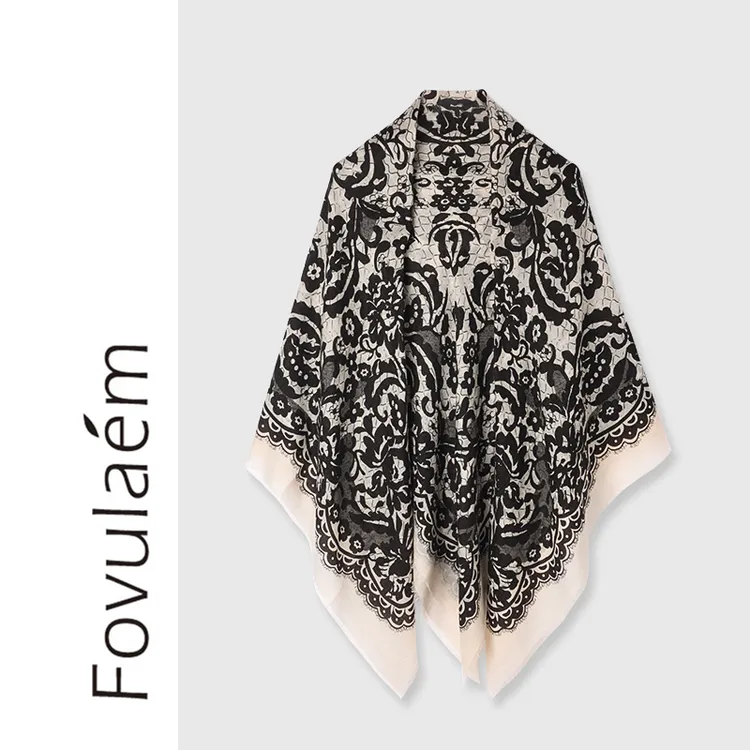 枫竺高端女装阿楠anan 100山羊绒秋冬气质披肩大方巾围巾135*️135