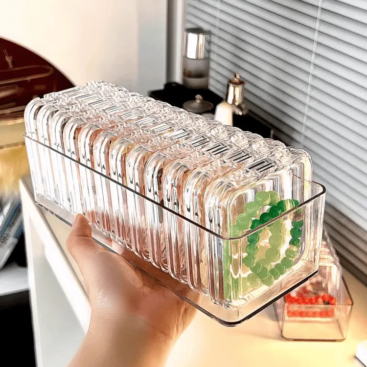 【文玩珠子防氧化首饰盒子】密封消磁手镯手链饰品透明水晶手串收纳