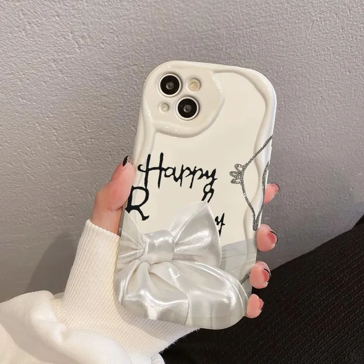 丝绸蝴蝶结适用华为苹果iPhone16/15/14promax小米OPPOvivo手机壳