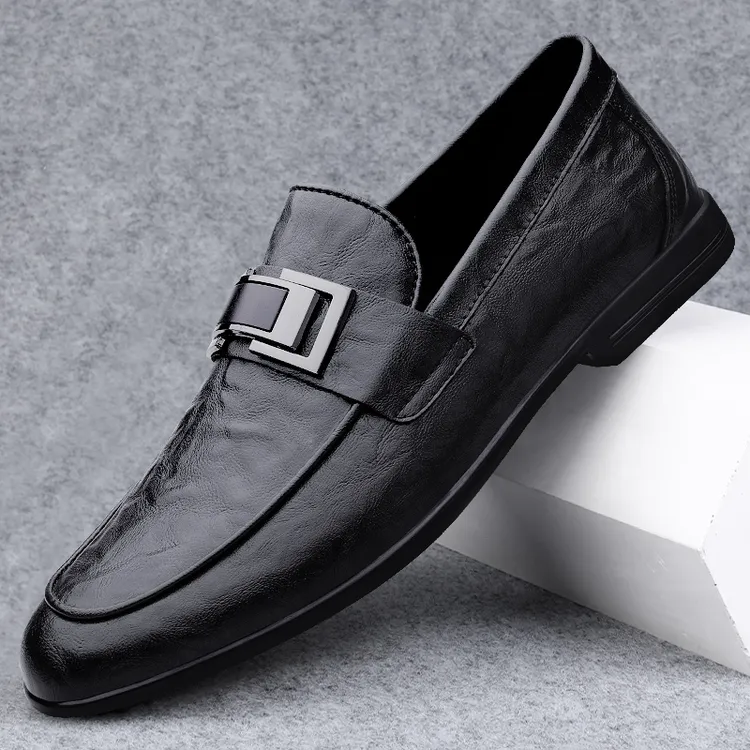 休闲男皮鞋新款男士豆豆鞋舒适透气百搭休闲皮鞋秋季软底驾车鞋子