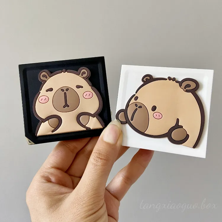 卡皮巴拉可爱卡通磁吸美瞳盒隐形眼镜盒伴侣盒护理盒子便携式防漏