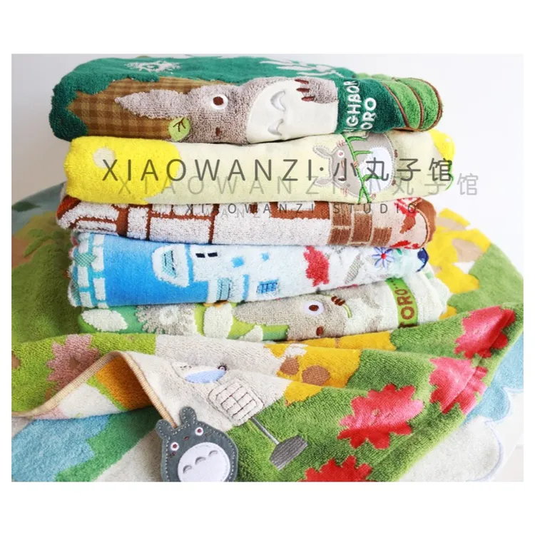 外贸日单黑猫魔女草莓森林无捻纱毛圈柔软全棉灰猫纯棉猫卡通浴巾