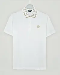 全新未使用 Versace/范思哲 M 金頭像領口金刺繡Polo短袖A87402 