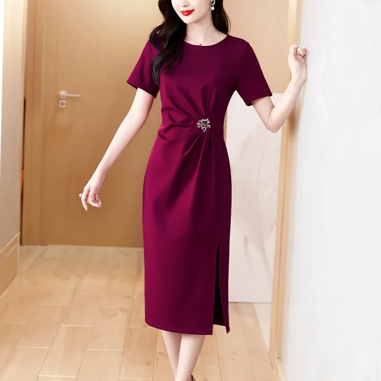 喜庆婆婆妈妈连衣裙女2025夏季新款高端精致收腰名媛气质晚小礼服