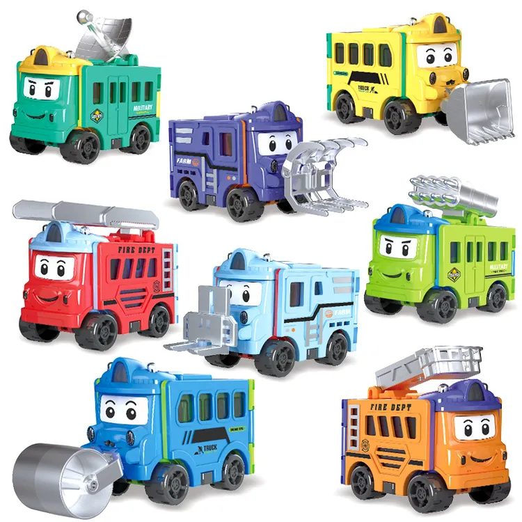2025工程车百变翻转工程车卡通变形车玩具反转百变车翻转变形车