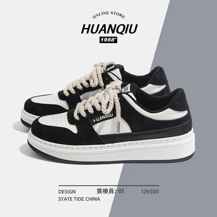 环球百搭厚底板鞋秋季学生男士时尚鞋男款软底潮鞋男士小众低帮鞋