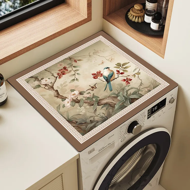 【可定制】新中式洗衣机防尘垫盖巾防滑吸水桌布家用防尘盖布可免洗