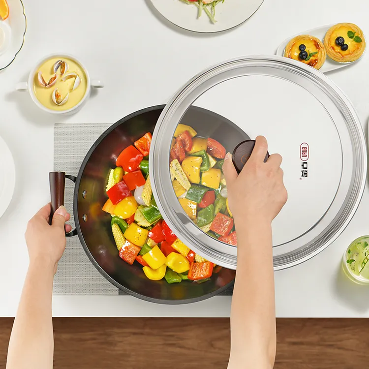 古釜双耳铁锅电磁炉用锅加深铸铁锅大铁锅无涂层炒菜家用正宗铁锅