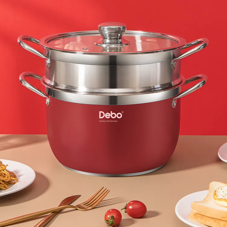 德铂高颜值不锈钢加厚蒸锅家用多层蒸锅汤锅多用两层蒸锅26CM