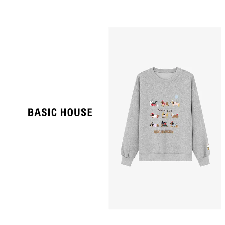 Basic House/百家好秋冬时尚长袖印花卫衣B0624E57442
