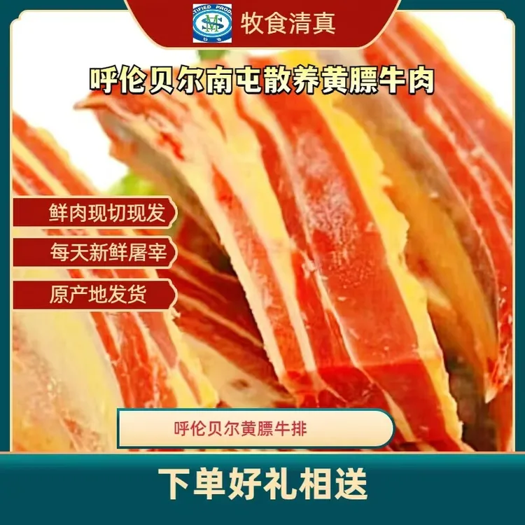 整切牛排内蒙古新鲜黄膘牛肋排 散养牛肉肥瘦相间营养美味