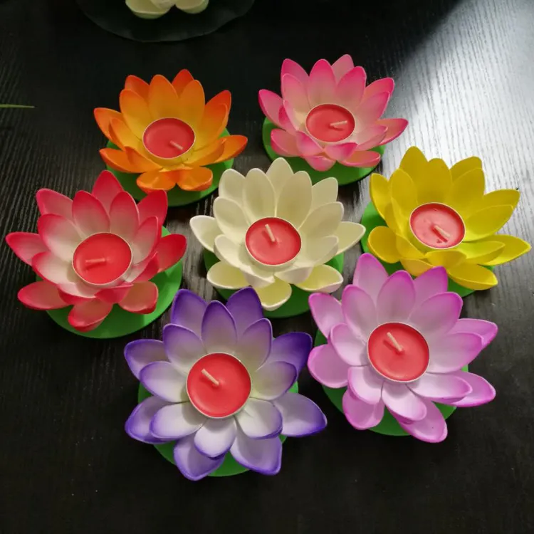 节日许愿荷花灯 节日通用蜡烛河灯许愿灯 EVA春节莲花灯