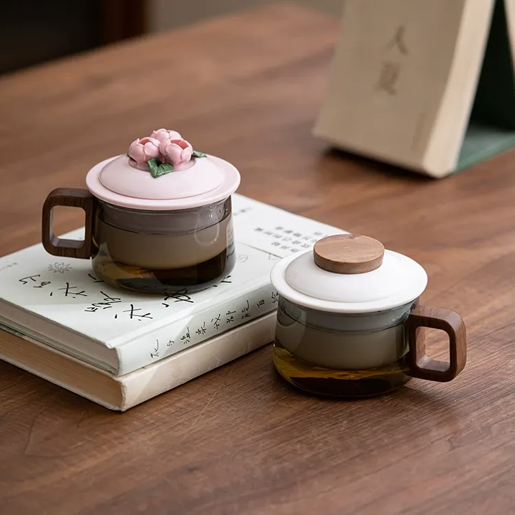 ins风咖啡杯玻璃轻奢家用泡茶杯茶水分离办公室喝茶杯子水杯高档