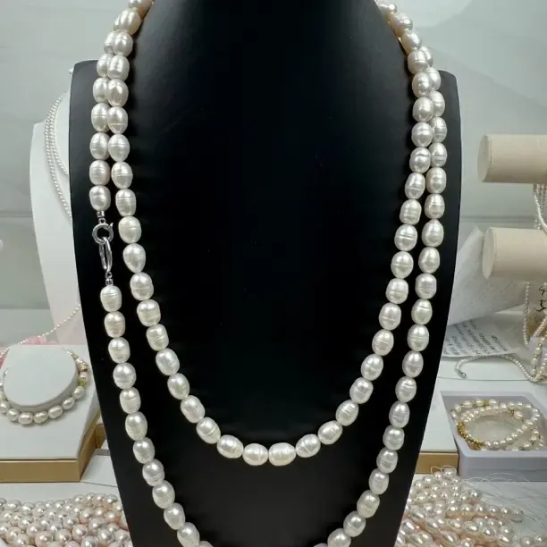 纯天然淡水无核珍珠毛衣链秋冬时尚百搭气质白色手工长链