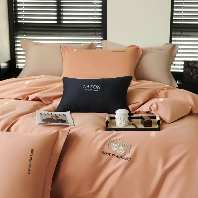 轻奢简约全棉刺绣四件套加厚保暖秋冬床上用品