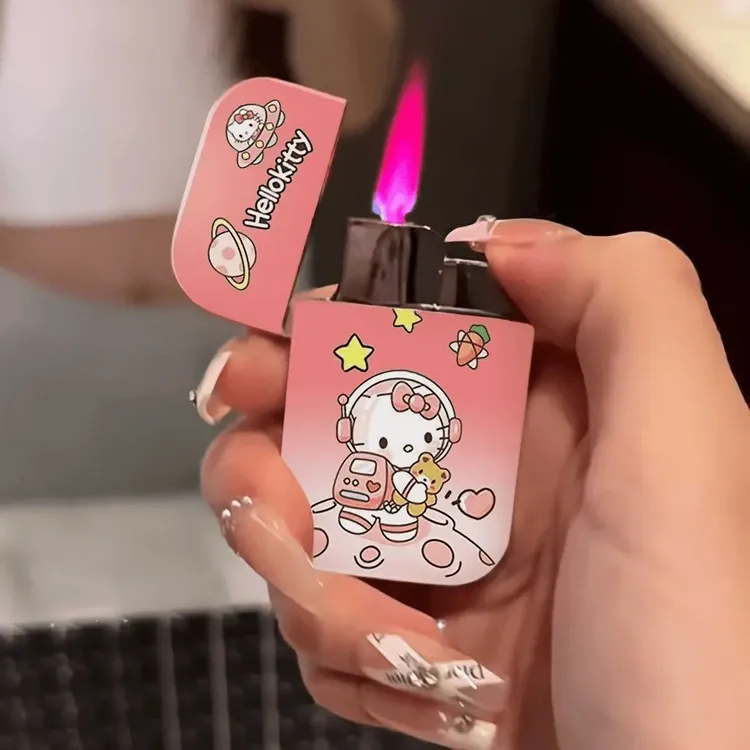 凯蒂猫少女心火机高颜值库洛米粉色火焰创意打防风ins风网红男女