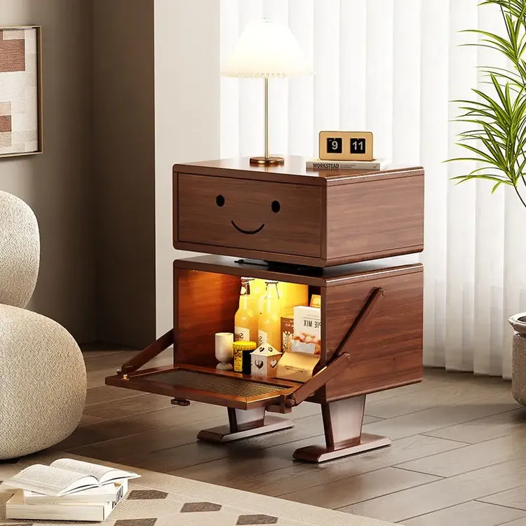 实木创意儿童床头柜机器人可爱家用床头小边几卧室床边置物架
