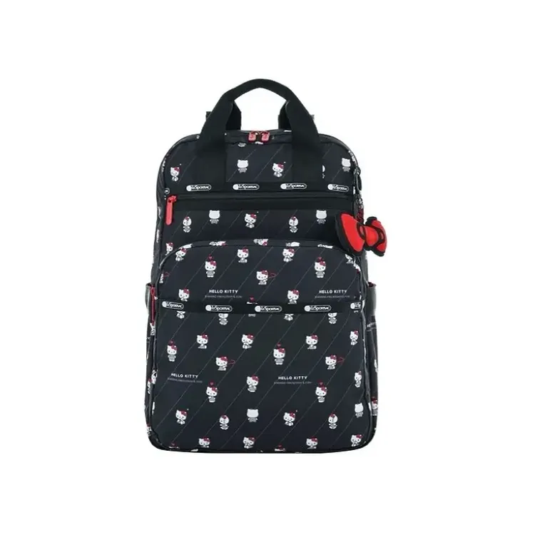 乐家同款品质黑色满印凯蒂猫大双肩包