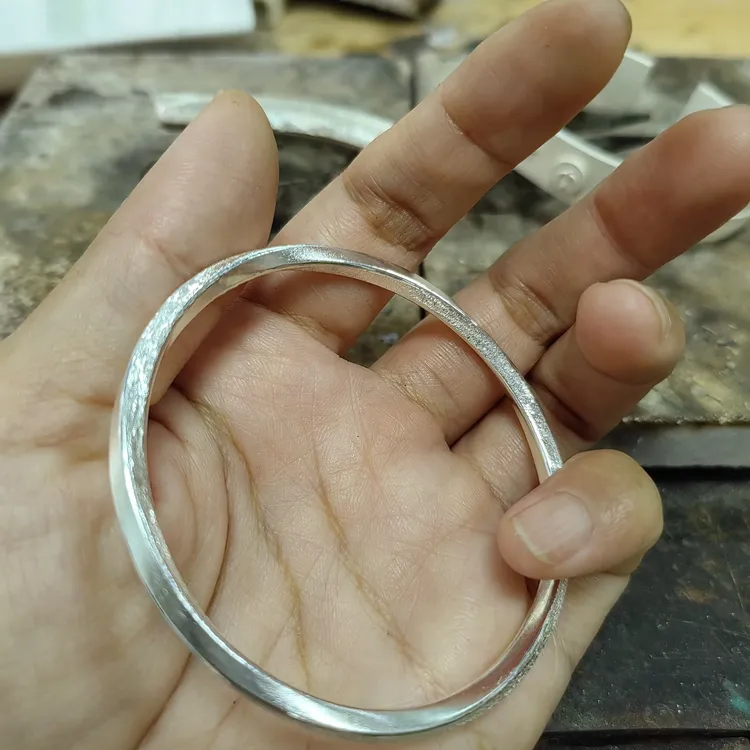 足银手镯 手工纯银莫比乌斯