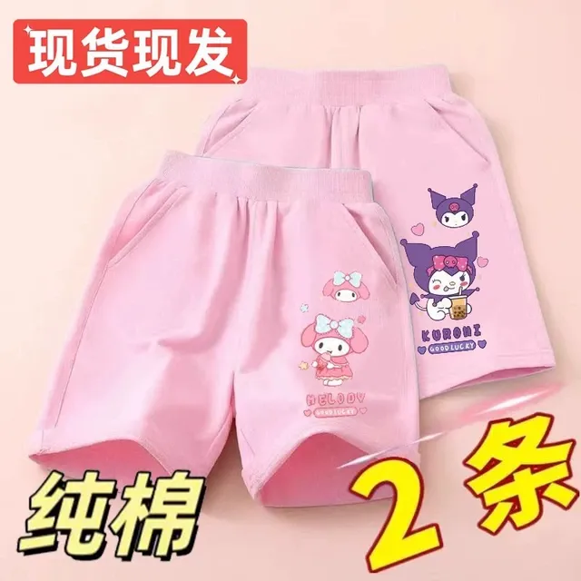 女童裤子100%纯棉短裤夏季新款中小童洋气库洛米女孩运动五分裤潮
