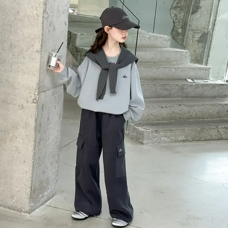 女童春秋款卫衣套装新款洋气儿童韩版秋季运动童装工装裤两件套潮