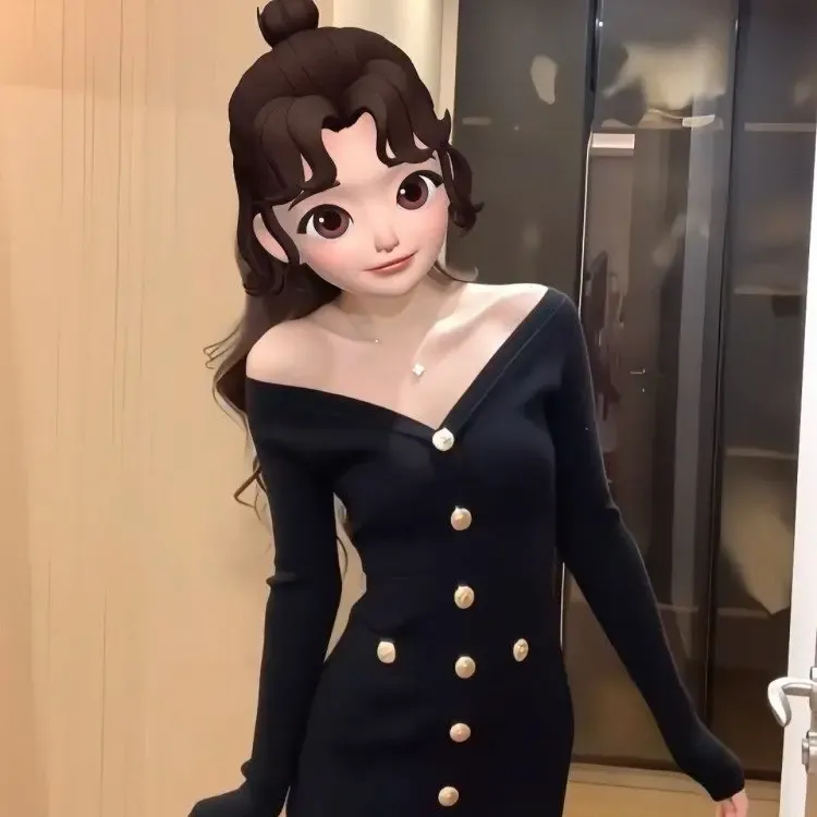 66353黑色赫本风针织连衣裙女秋冬收腰显瘦气质名媛包臀短裙