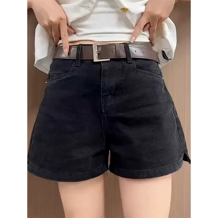 高腰牛仔短裤女2024年夏季薄款大码胖妹妹mm显瘦百搭a字阔腿热裤