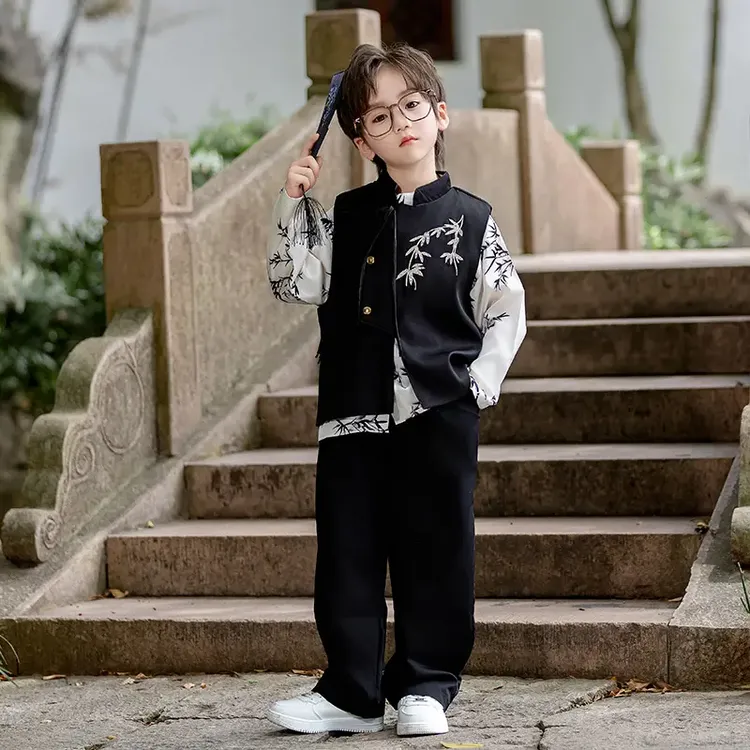 汉服男童新中式套装春秋款2025新款儿童唐装男孩秋装酷帅国风童装
