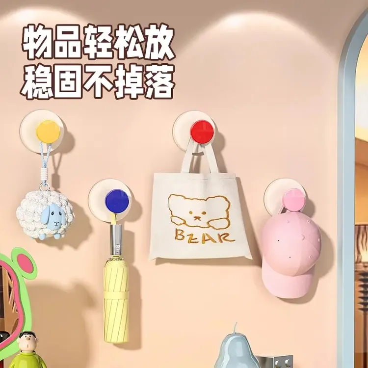 吸盘玄关挂钩强力承重粘胶免打孔入户门口放钥匙神器帽子置物挂钩