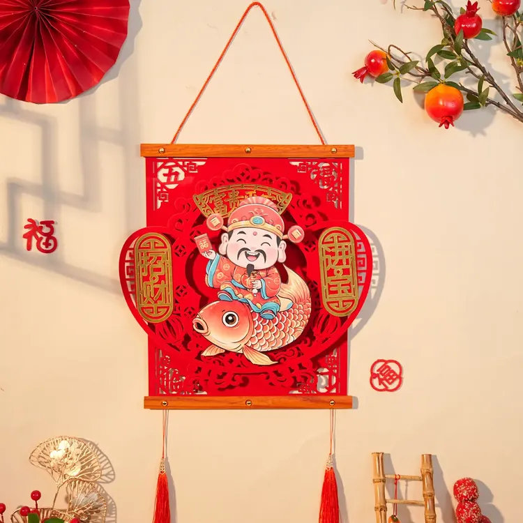 2025蛇年新年摇头财神挂件春节过年客厅室内场景布置装饰挂饰F447