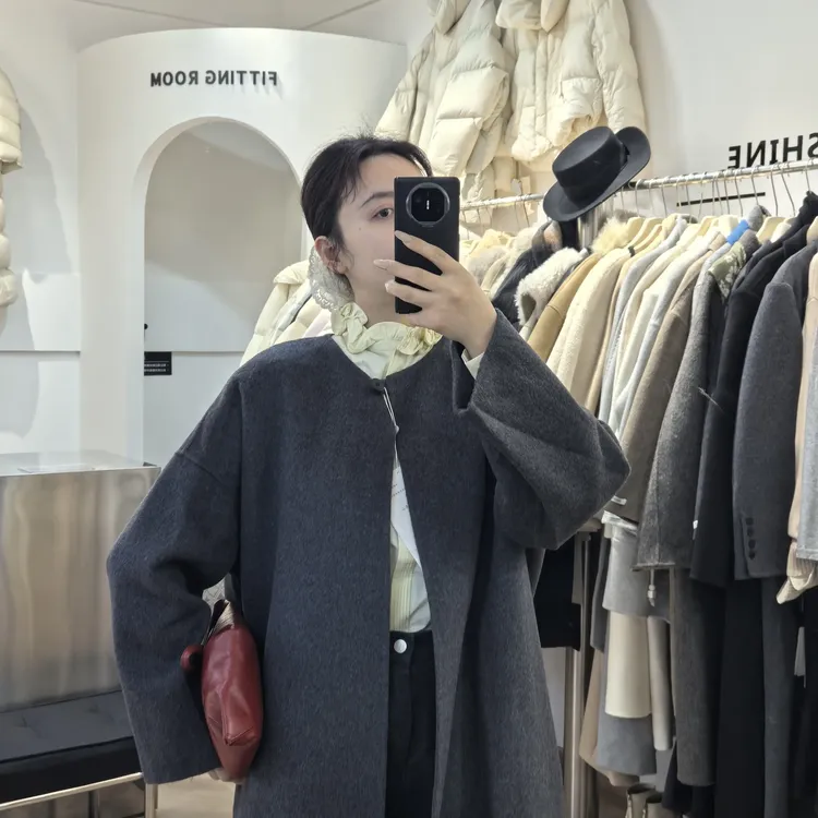 宽松长款双面呢羊绒大衣秋冬时尚百搭显瘦外套