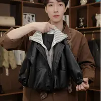 儿童皮衣外套秋冬2025新款洋气韩版男女宝宝条纹假两件百搭外套潮