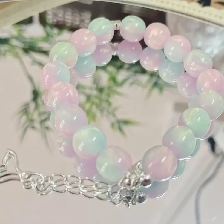 合成金属树脂手链 仿猫眼鲛人泪纯欲温柔女款闺蜜首饰送五件配饰