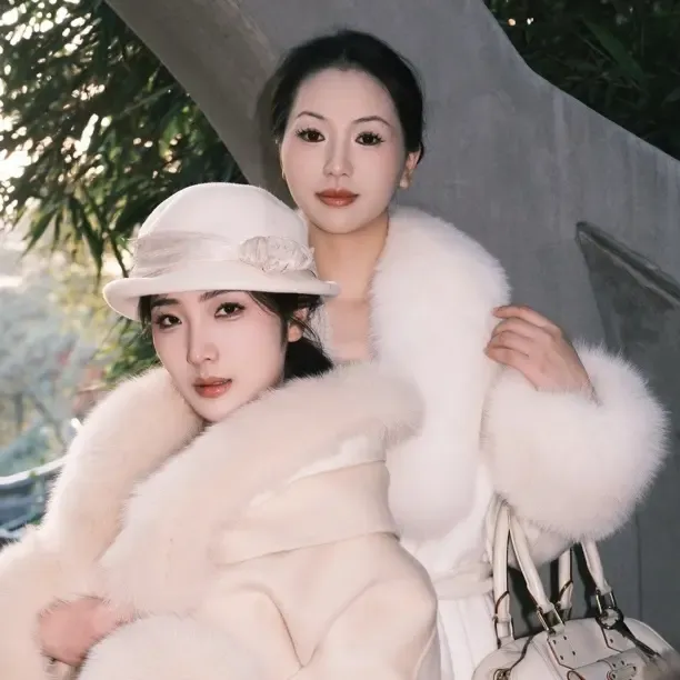 狐狸毛领羊绒羊毛双面大衣中长款外套女遮肉显瘦秋冬S297