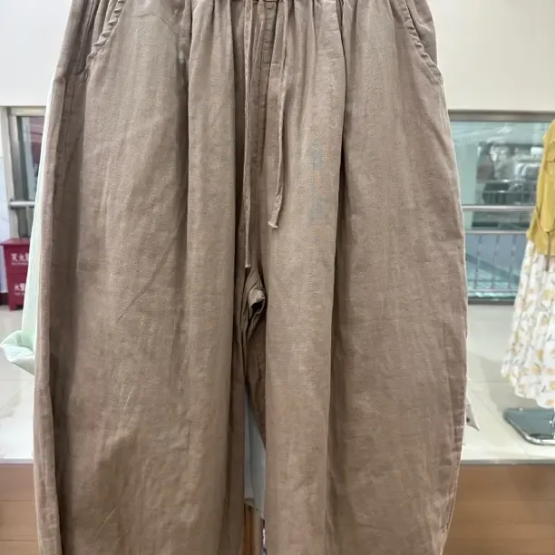 夏季新款纯色宽松哈伦裤松紧腰显瘦百搭复古