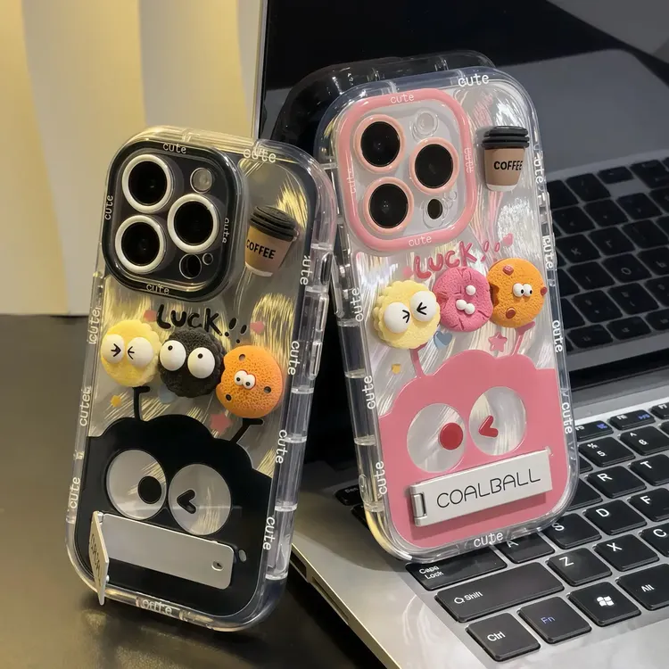 适用煤球咖啡支架苹果VIVO华为OPPO小米14女款iPhone15/16手机壳