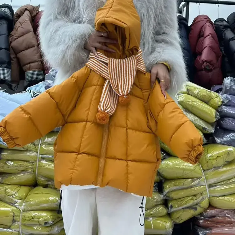 南瓜精灵女童中长款冬季厚外套保暖上衣棉衣