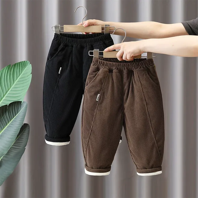 儿童冬装棉裤痞帅男童冬款一条过冬灯芯绒裤冬季三层加绒夹棉长裤