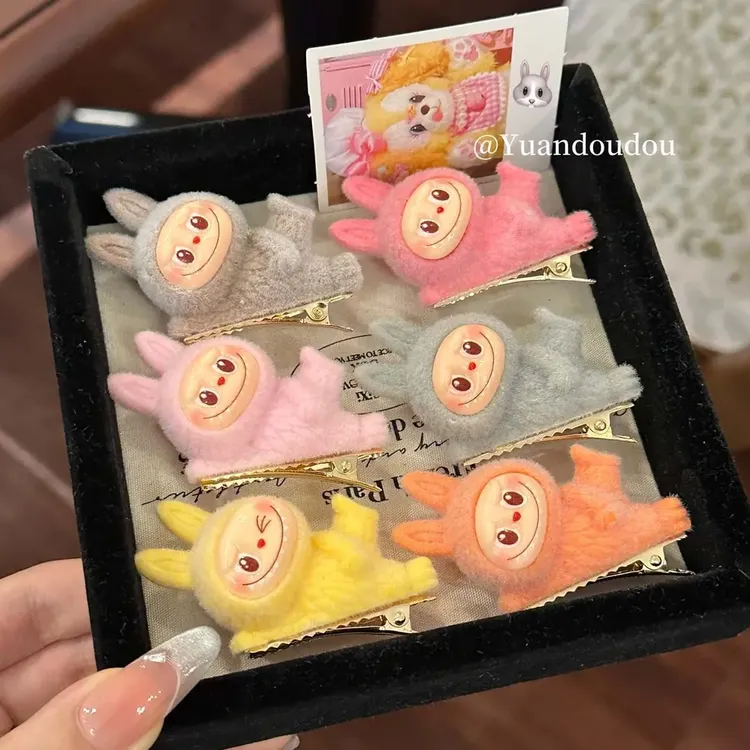 小公仔躺姿发夹可爱少女心侧边刘海夹鸭嘴夹卡通发饰女