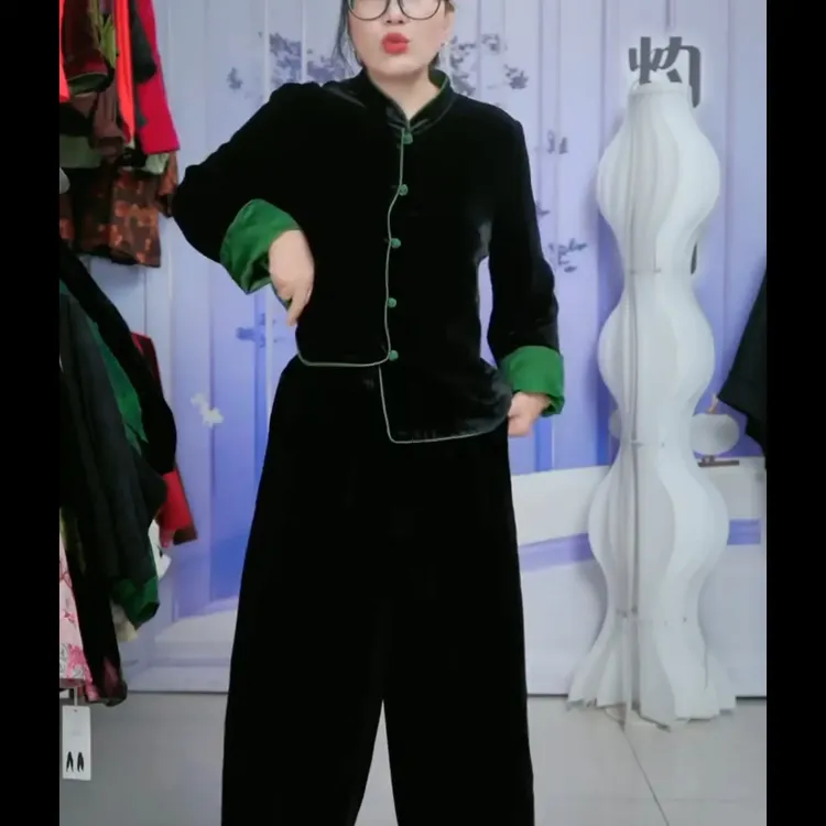 加棉桑蚕丝真丝丝绒 宽松高腰松紧腰灯笼裤6001款