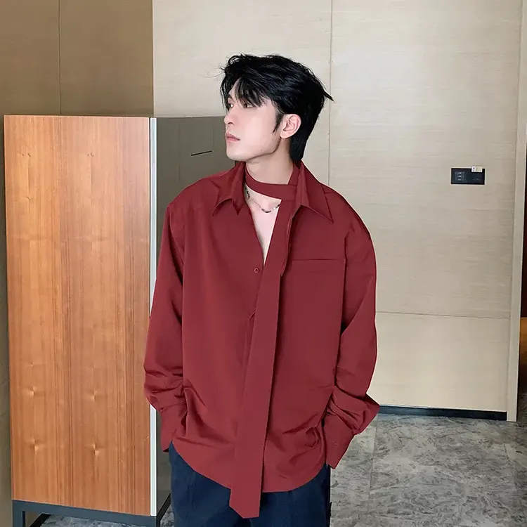 一轩轩轩【卢浮宫入秋】春秋新款时尚百搭长袖痞帅潮流衬衫男24866