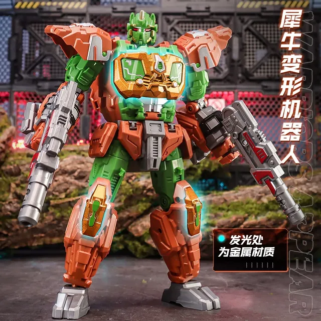 正版力将变形机器人模型玩具7野兽战争犀牛骑士儿童男孩金刚手办5