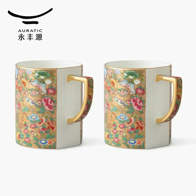 【中秋礼】永丰源广彩传承陶瓷马克杯430ml茶杯喝水情侣对杯礼盒装