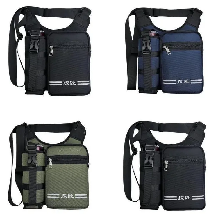 探匠新款挎包休闲户外水杯单肩包时尚男士背包牛津纺多功能斜挎包