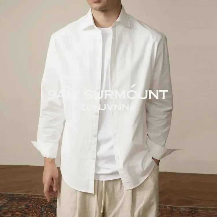 男士温莎领长袖衬衫高级感休闲抗皱适合秋季穿着