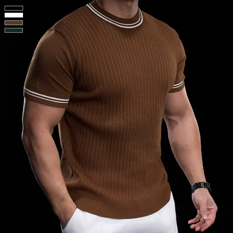 霸道肌肉 夏季新款男士跑步训练运动健身上衣冰丝短袖t恤高弹休闲