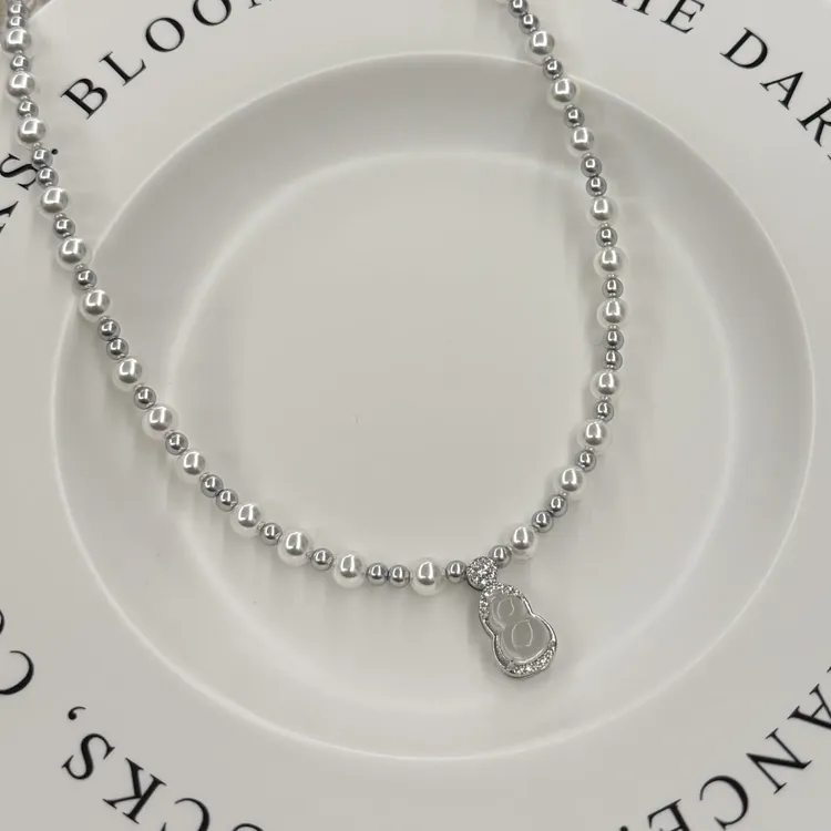 不锈钢仿水晶项链 钛钢合成锆石百搭项链