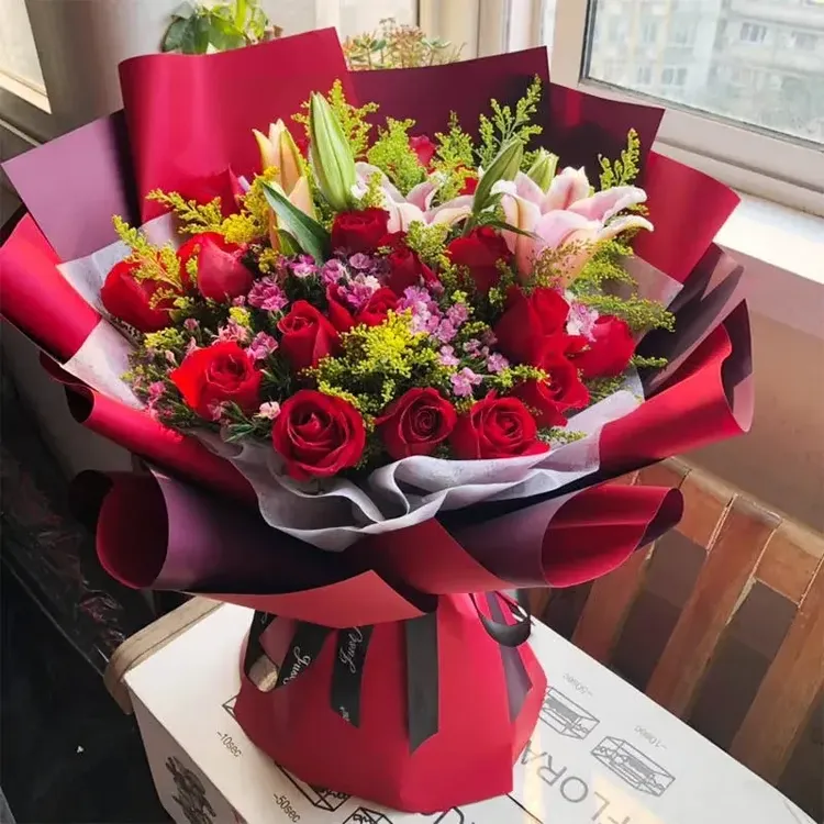 小时达香水百合11朵99朵红玫瑰花束鲜花订购同城鲜花直送同城花店